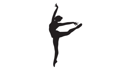 black and white silhouette of ballerina dancing very high quality vector illustration. © dinesh