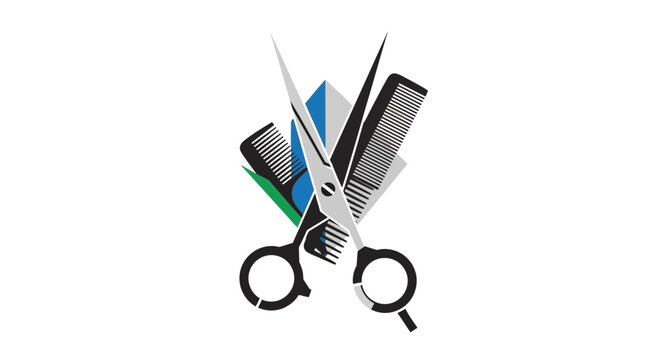 Hairdressing Scissors and Combs Logo Design