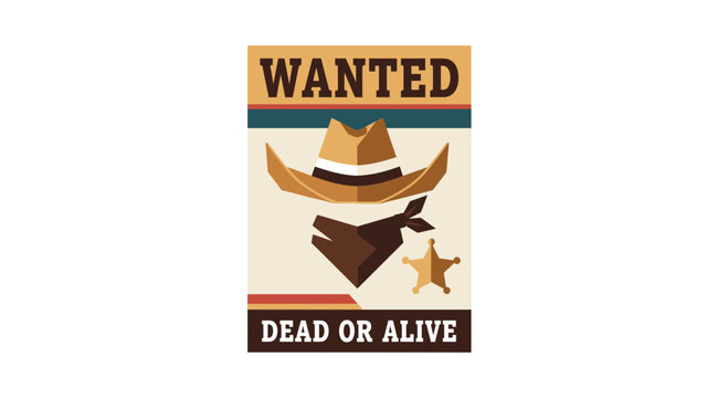 Wanted Poster Cowboy Hat Bandit Bandana Sheriff Star Dead or Alive