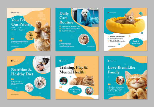 Pet Care Social Media Post Template Layout