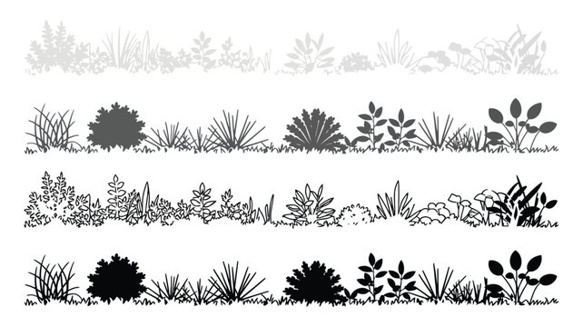 Architectural Grass Linework Set, Silhouettes, Sections and Turf Details for CAD Drawings, Landscape Design Elements, Minimal Vector Illustration Collection
