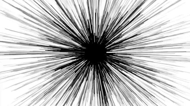 Black hole starburst radial explosion abstract background with white lines Keywords: abstract, explosion, radial, burst, starburst, black hole, dark, light, speed, motion, energy, zoom, warp