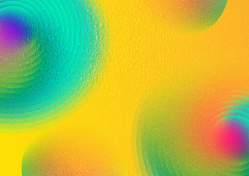 Abstract background with colorful glass ribbed spiral circles with shiny liquid effect and grungy grainy texture. Retro vector design