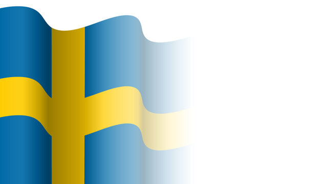 Vector waving Flag of the Kingdom of Sweden. Waving Sweden flag with empty, blank, copy space on transparent background. Design element for presentation, banner, advertisement, web. Place for text