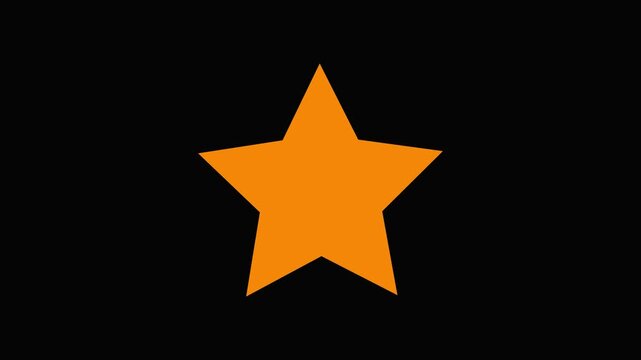 A Single Orange Five- Pointed Star Centered on a Black Background orange star five-pointed star