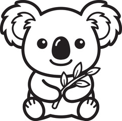 Fototapeta premium Koala bear minimalist line art vector silhouette Australian icon