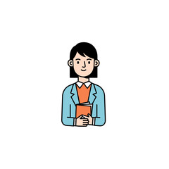 Fototapeta premium Flat design vector illustration of a smiling woman holding a book