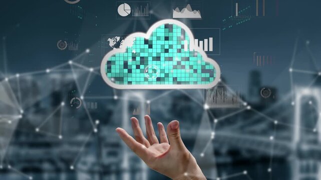 Cloud computing, cloud strategy, and cloud technology transforming digital infrastructure with scalable services, secure data storage, and cloud-based digital business solutions. Thunk