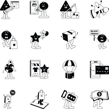 Set of Sales Glyph Style Icons 
