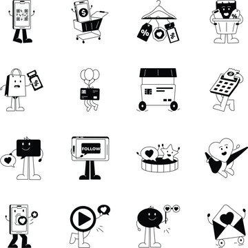 Pack of Marketing and Sales Glyph Style Icons 
