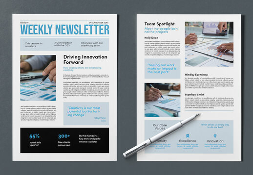 Modern Weekly Business Newsletter Layout Template