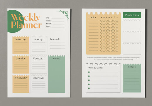Weekly Planner Template Design