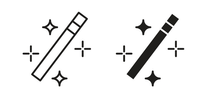 Magic wand icon collection on white background. Vector icon art.