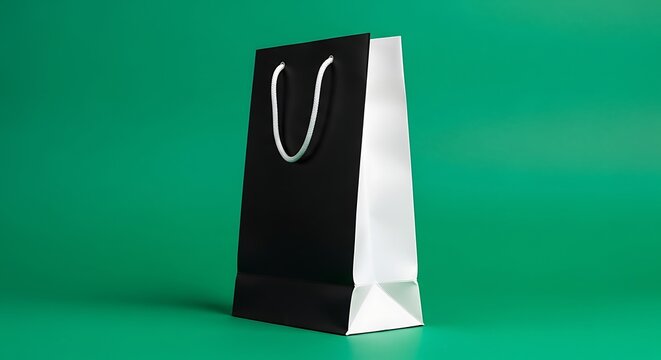 A sophisticated black and silver paper carrier presenting exceptional style and practicality perfect for retail packaging and gift presentation conveying upscale shopping experiences and premium