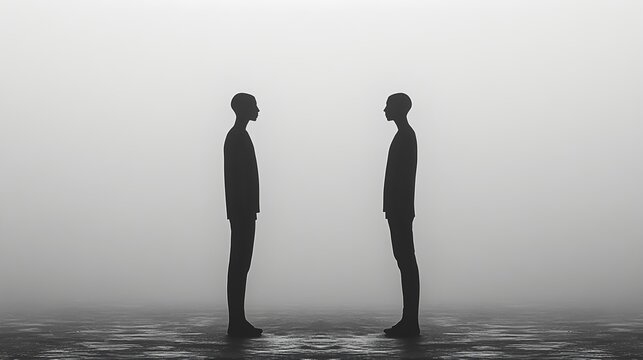 Part of a series Conceptual representation of human connection, partnership, and shared journey in a vast abstract space.
