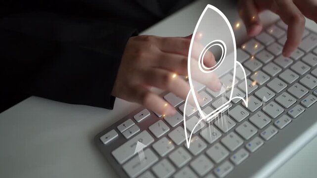 Startup launch and business growth concept, rocket symbolism, entrepreneurship, startup innovation, and early-stage success strategies for new business development and expansion. Muxer