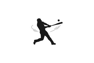 Fototapeta premium Baseball player hitting the ball with a bat silhouette