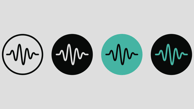 Voice assistant icon set. Voice recognition indicator. Audio wave vector graphic. Sound frequency symbol. Noise icon. Sound scanner.