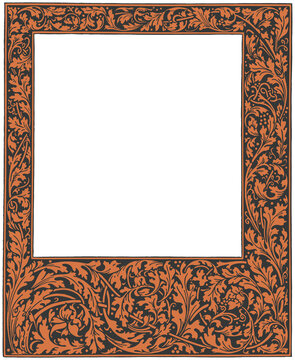 Vintage Ornamental Floral Frame Border &ndash; Victorian Scrollwork Decorative Square Frame PNG