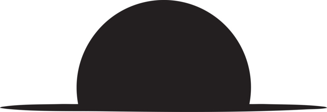 Black sun, half moon, silhouette, vector icon, eclipse symbol