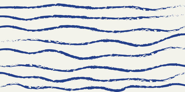 Seamless sailor vest stripes pattern. Hand brush crayon chalk drawn textured distressed uneven doodle grunge rough wavy stripes streaks bars strokes. Retro striped background