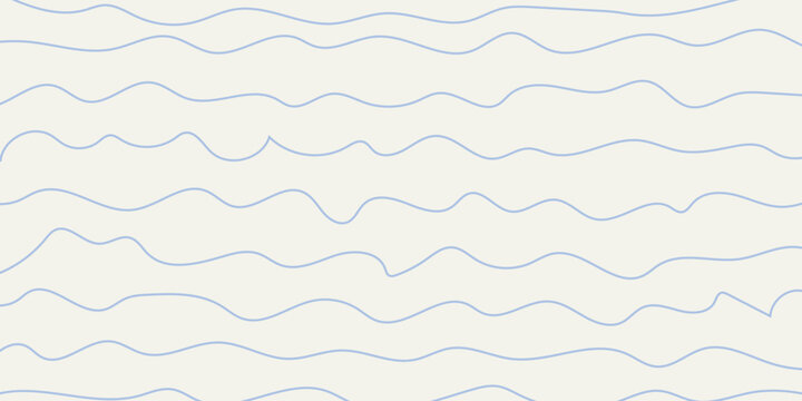 Sea ripples water summer background with pattern. Uneven deformed hand drawn blue wavy organic doodle curved winding lines. Hello it's summer time hand lettering.