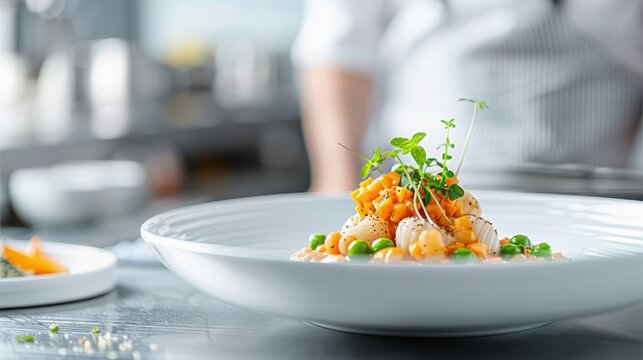 A modern twist on minestrone soup, served in a deconstructed style.