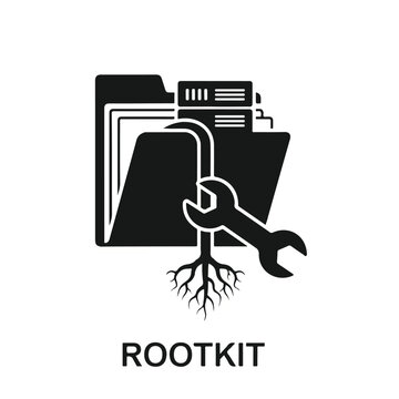 Rootkit cybersecurity concept icon with folder and wrench.