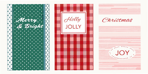 Festive christmas card designs with patterns and holiday greetings © Ganesh
