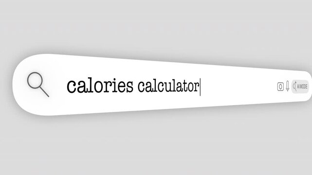 Search Bar Internet browser Animation with typing of the "calories calculator" word usefull for 4K video footage