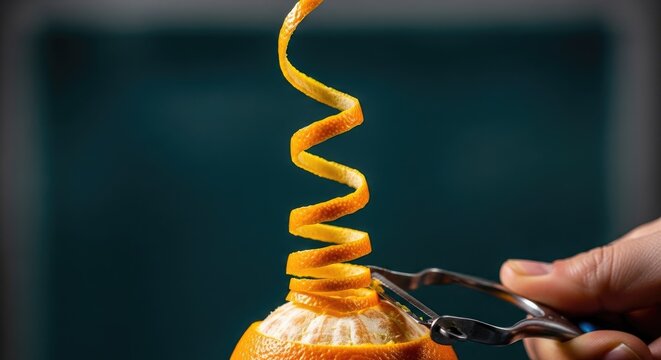 Culinary artistry a vibrant orange sweet potato spiral being created with a spiralizer tool showcasing precision and flavor