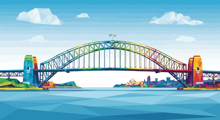 Fototapeta premium Vibrant Rainbow Sydney Harbour Bridge Landmark, Cityscape, Australia Travel