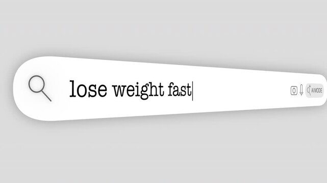 Search Bar Internet browser Animation with typing of the "lose weight fast" word usefull for 4K video footage
