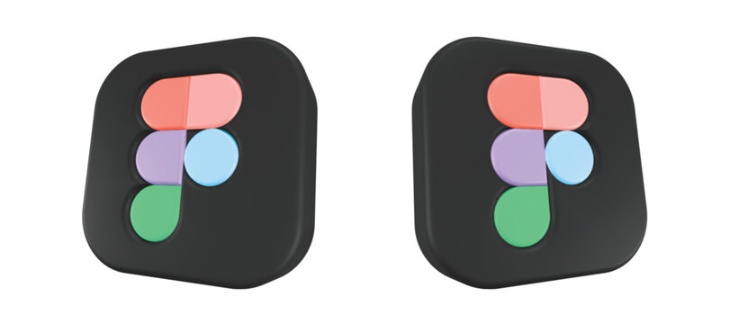 Figma icon 3d render black square