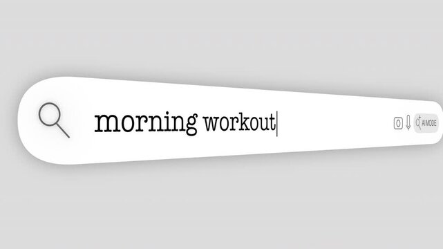 Search Bar Internet browser Animation with typing of the "morning workout" word usefull for 4K video footage