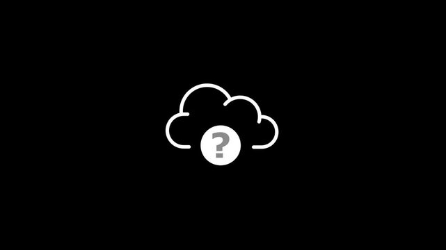 animation Cloud question mark icon. Questioning cloud thought question mark symbol,On a black chrome key background