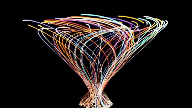 3d render of a colorful abstract symbol. technology background. colorful line pattern 