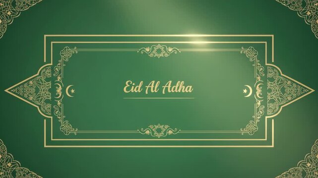 Elegant green and gold frame with decorative elements for festive occasions