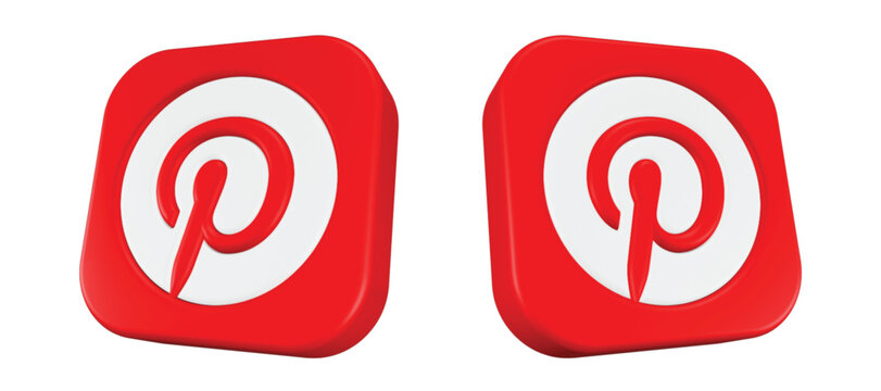 Pinterest icon 3d render red square