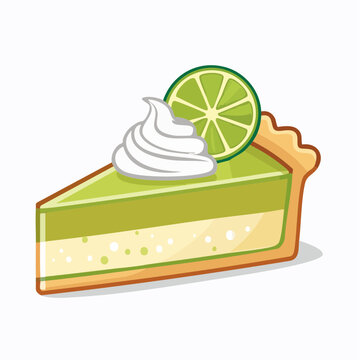 Slice of Key Lime Pie with Whipped Cream and Lime Slice