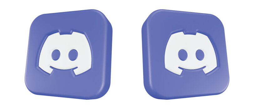 discord icon 3d render blue square