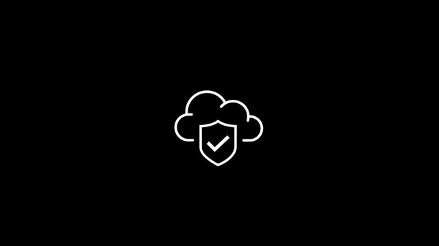 Secured cloud computing. icon animation. motion graphics.Cloud security concept. Global internet connection technology, digital marketing, Financial and big data.