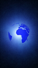 Fototapeta premium Earth globe loop rotation on dark blue particle motion vertical background. 
