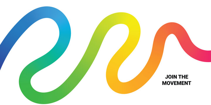Abstract 3D Color Lines Pattern. Vector Background with Rainbow Gradient Ribbon Waves