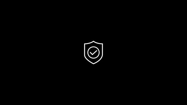shield with tick animated,Shield with check sign, for web use for security check and approved video animation, self drawing.