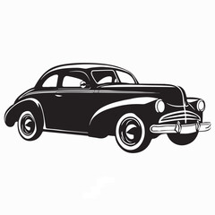 Fototapeta premium Black Silhouette Of A Classic Car Isolated On White Background