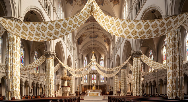 interior of the cathedral in barcelona spain