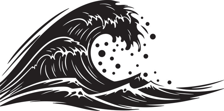 Big black ocean wave crashing