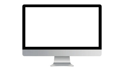 Fototapeta premium Sleek modern all in one desktop computer with a large blank white screen isolated on a clean white background showcasing a minimalist design and advanced technology