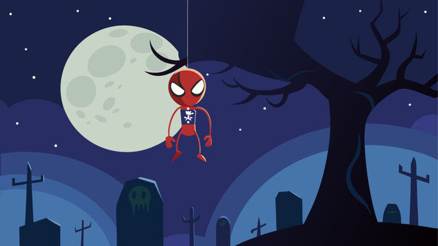 A spooky clock melting under a full moon in a dark forest